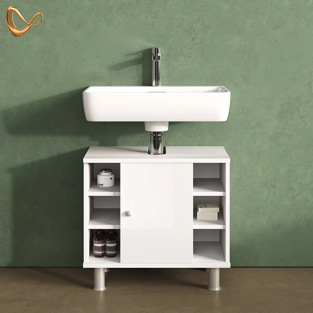 Waschbeckenunterschrank Fucino Weiß Hochglanz 60 x 54 cm livinity®