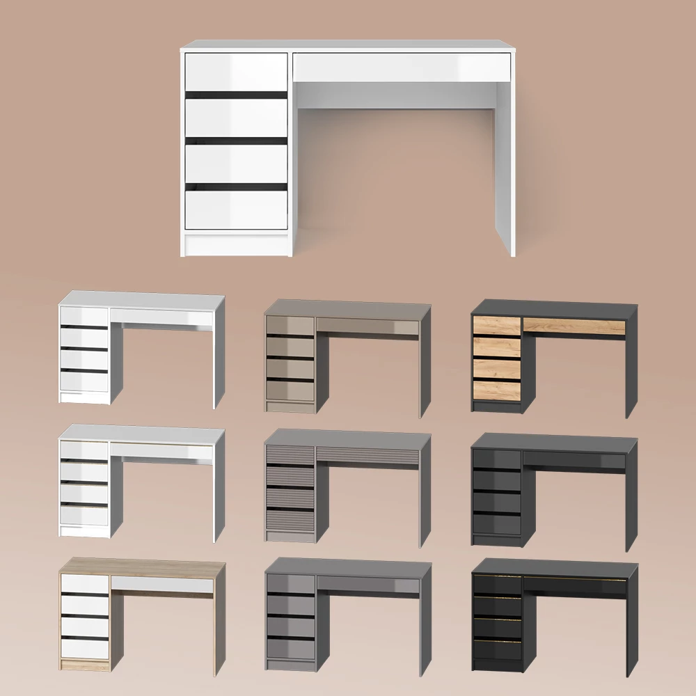 Schminktisch Imola Weiß/Gold 120 cm mit LED Beleuchtung livinity®