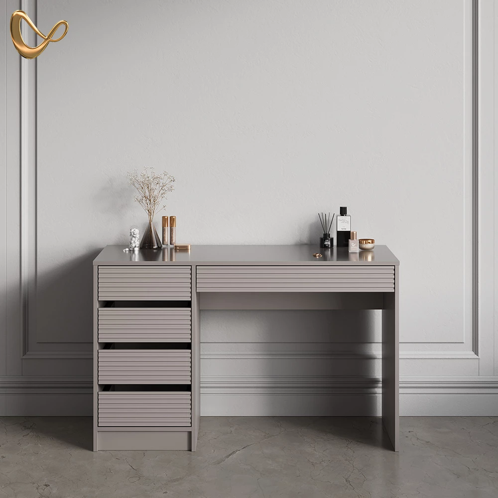 Schminktisch in Cashmere, dargestellt im Ambiente und auf weißem Hintergrund