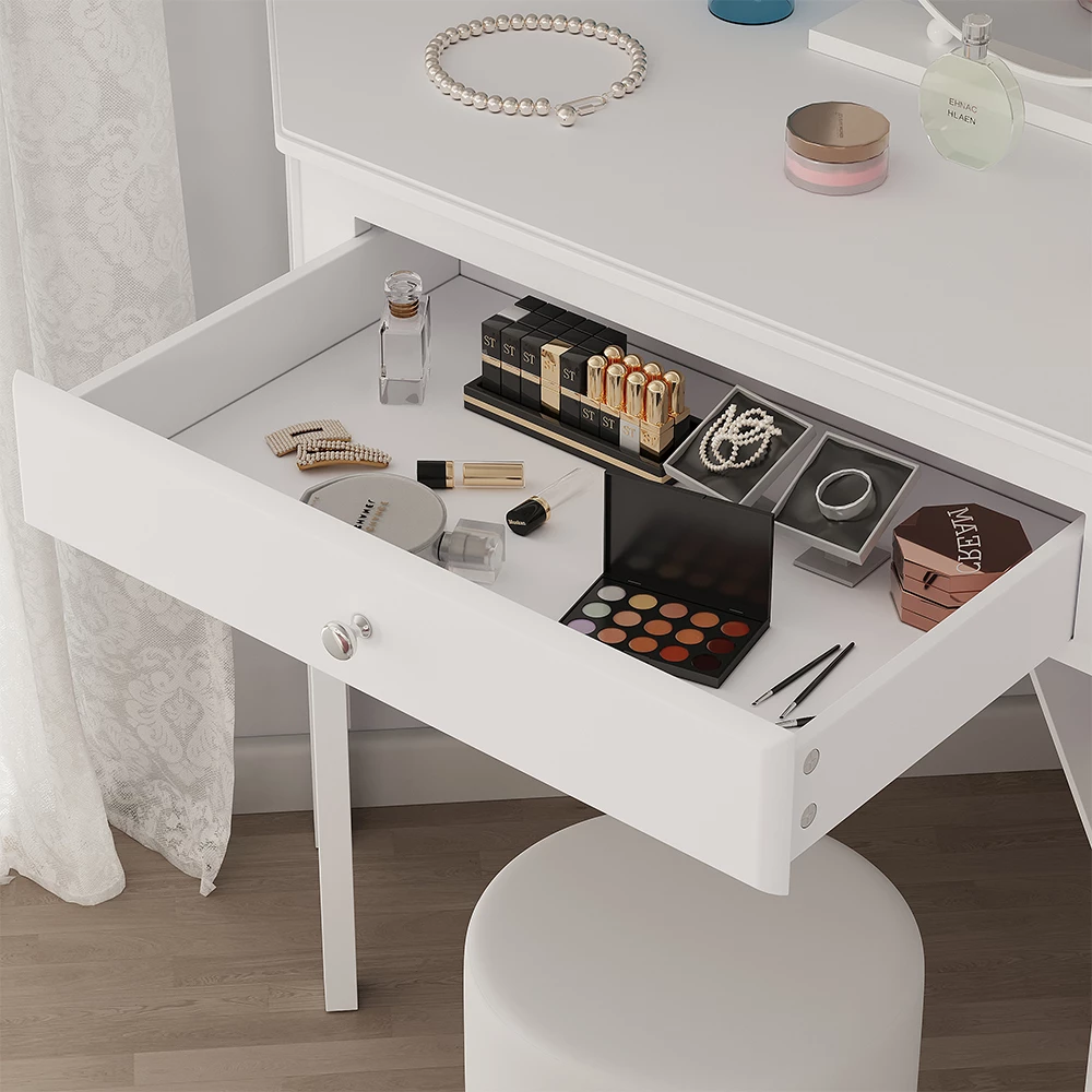 Vicco Corner vanity table White 75 x 76.8 cm ,with drawer, Velto