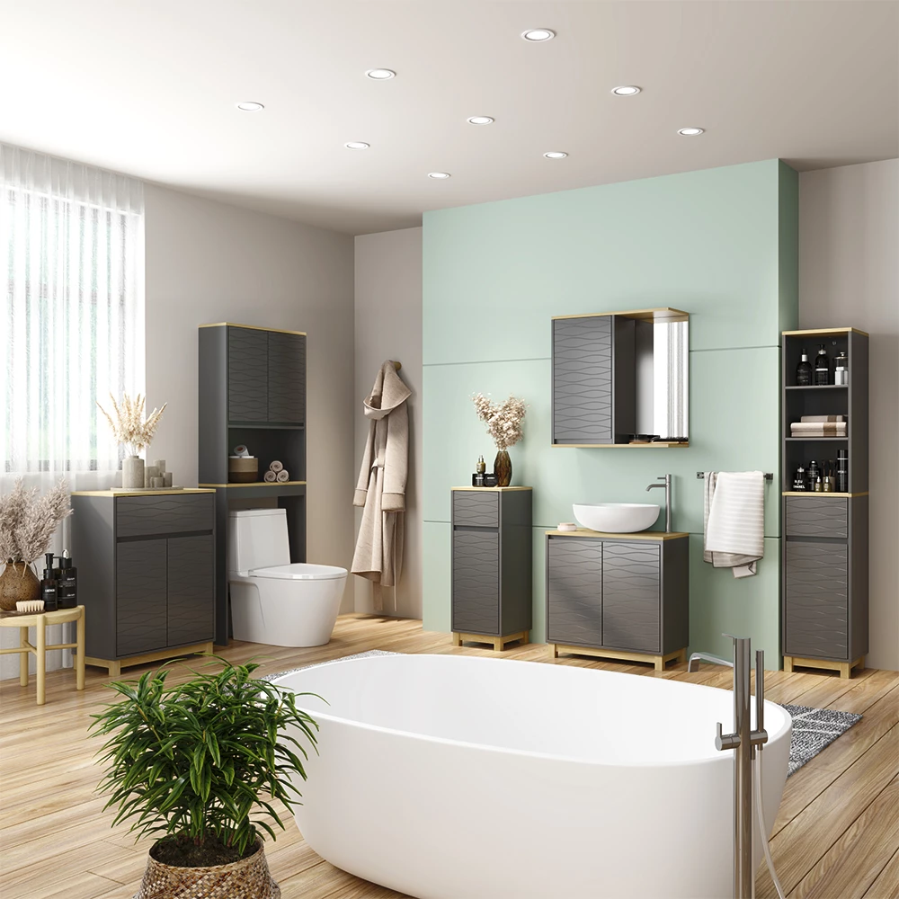 Vicco Midischrank "Livia", Anthrazit, 30 x 80 cm mit Schublade