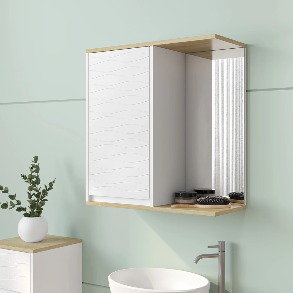 Vicco Bad Spiegelschrank "Livia", Weiß, 60 x 63 cm mit Spiegel