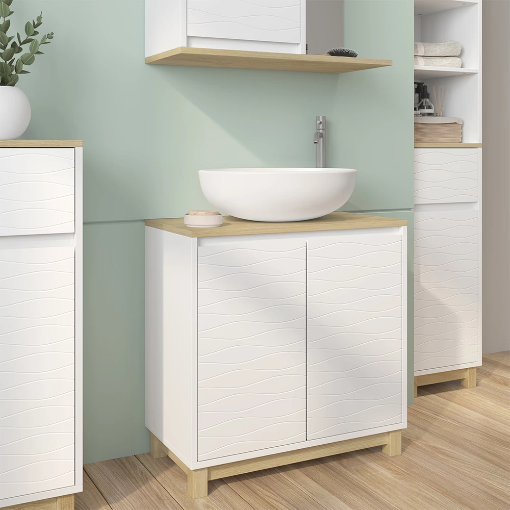 Vicco Waschbeckenunterschrank "Livia", Weiß, 60 x 60 cm mit 2 Türen