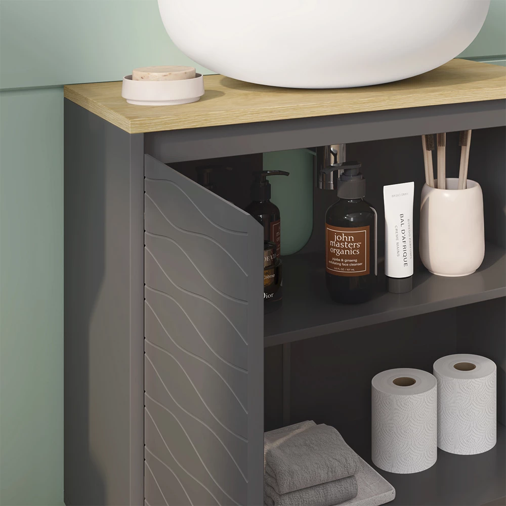 Vicco Waschbeckenunterschrank "Livia", Anthrazit, 60 x 60 cm mit 2 Türen