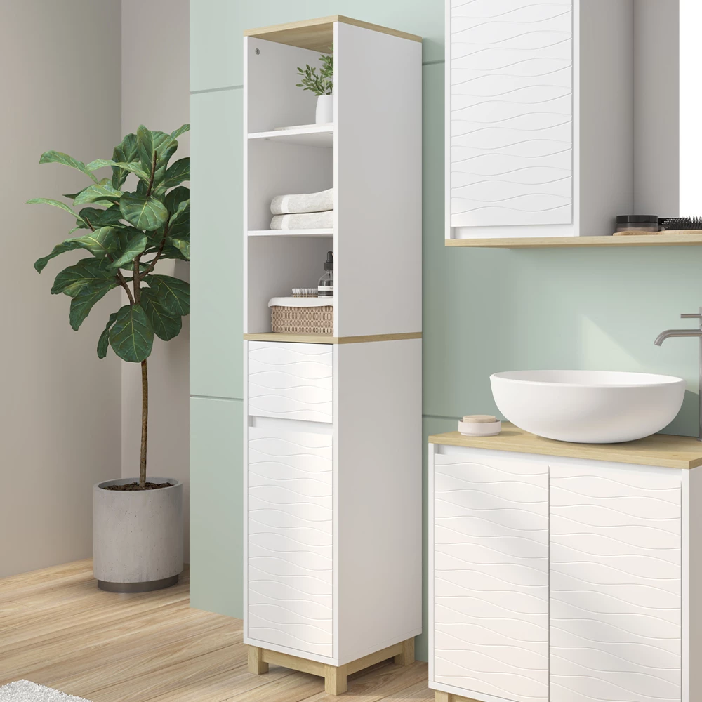 Vicco Mobili da bagno "Livia", Bianco, 30 x 151 cm con cassetti