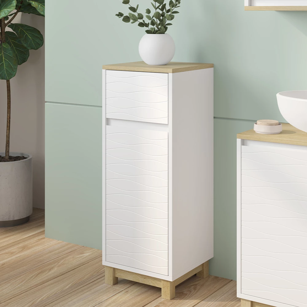 Vicco Mobile midi "Livia", Bianco, 30 x 80 cm con cassetto