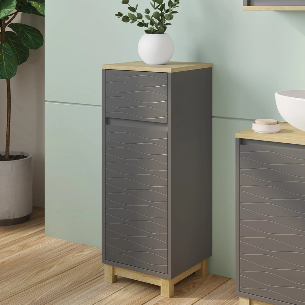 Vicco Midischrank "Livia", Anthrazit, 30 x 80 cm mit Schublade