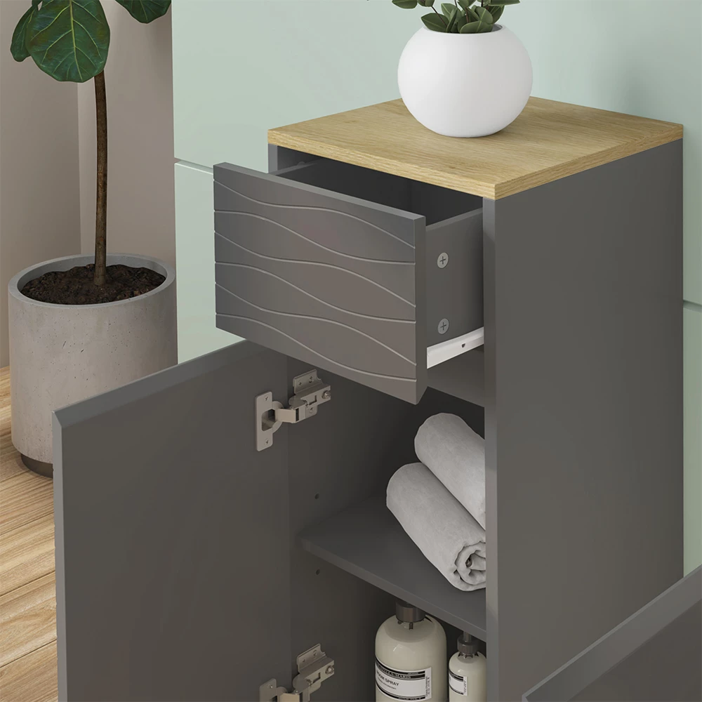 Vicco Midischrank "Livia", Anthrazit, 30 x 80 cm mit Schublade