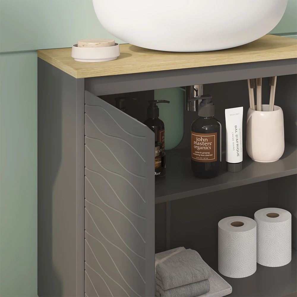 Vicco Badmöbel-Set Anthrazit/Eiche 2 Teile, Livia