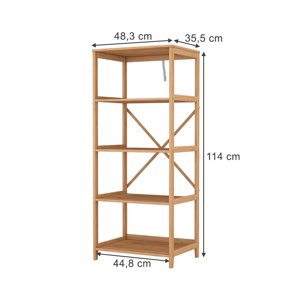 Vicco Polica za knjige "Novaro", Bambus, 48.3 x 144 cm mit 5 Fächern