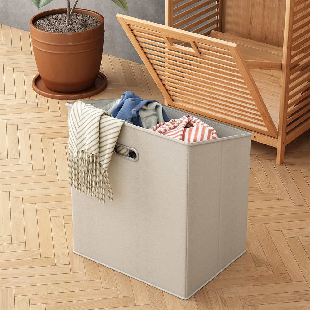 Vicco Badschrank "Novaro", Bambus, 48.3 x 114 cm mit Wäschekorb