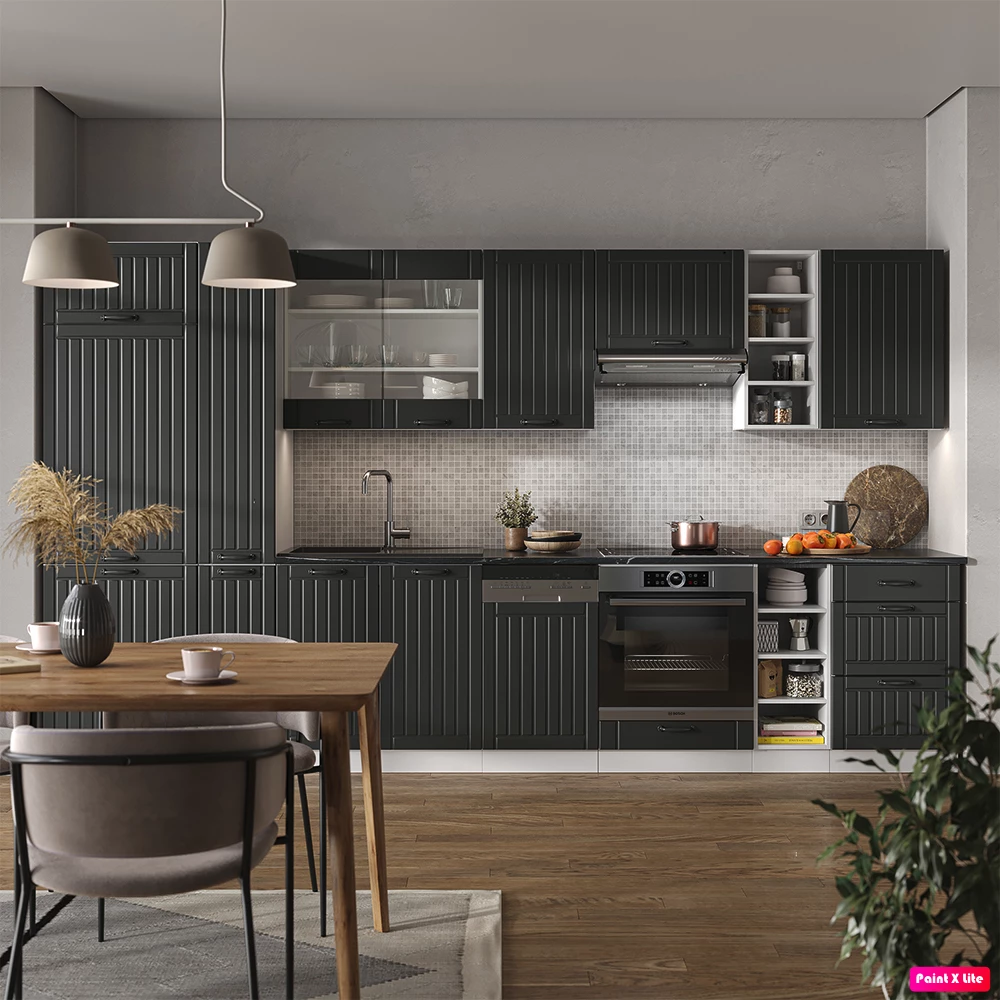 Vicco Kitchenette Casă de țară antracit/alb 355cm, Fame-Line