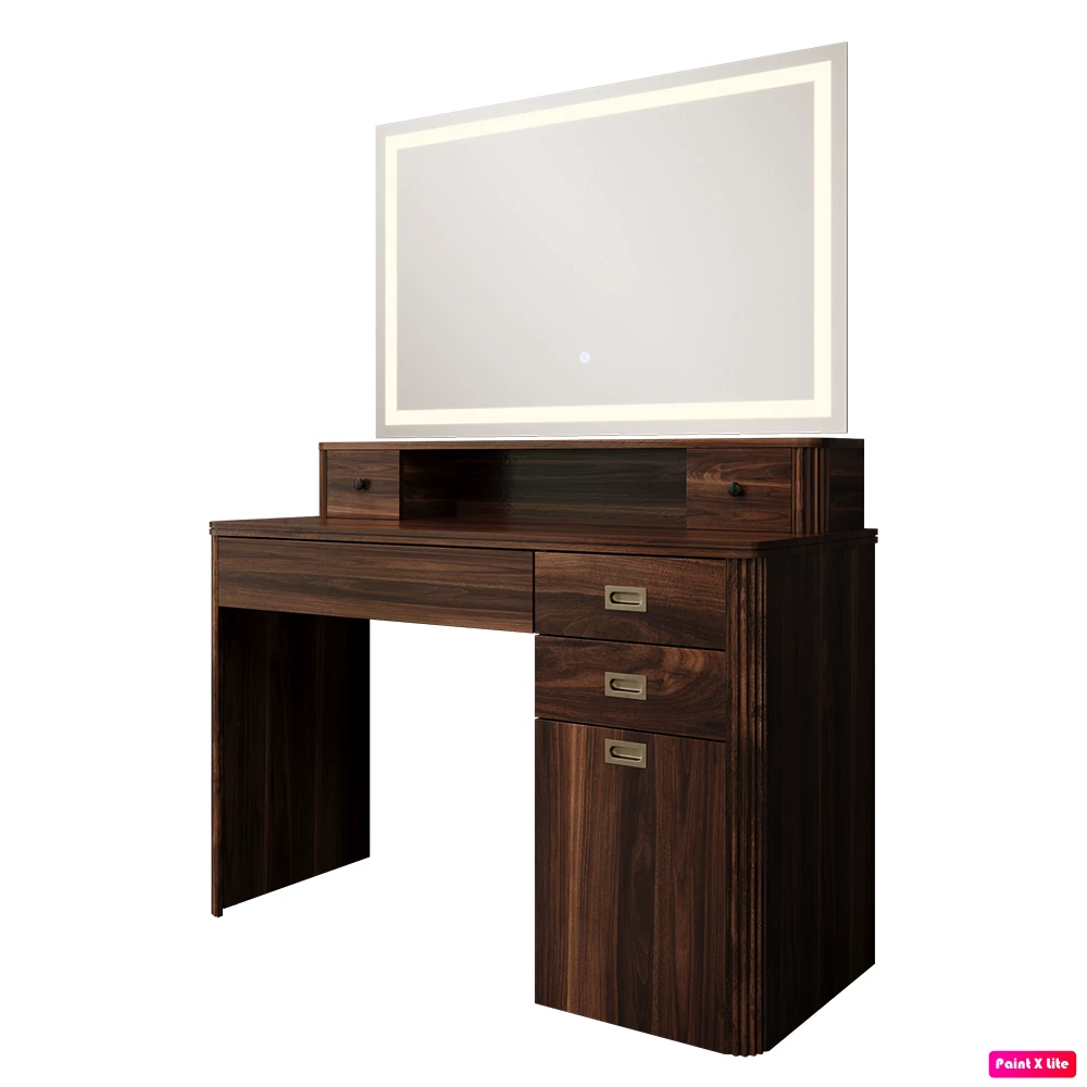 Vicco Coiffeuse Chêne rustique 120cm avec miroir LED, Neria