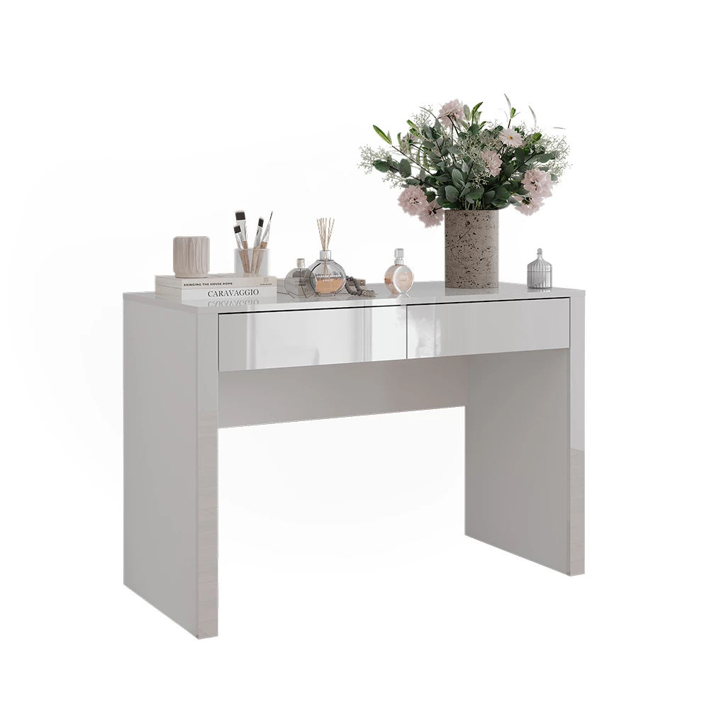 Vicco Toilettafel "Annabelle", Wit hoogglans/wit, 110 cm met 2 laden