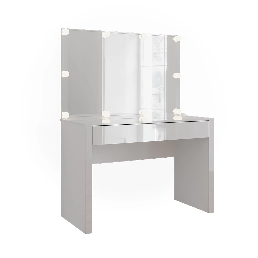 Vicco Kaptafel "Annabelle", Wit hoogglans/wit, 110 cm met spiegel en lampen