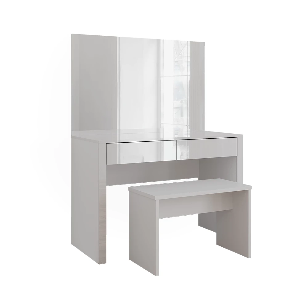 Vicco Schminktisch "Annabelle", Weiß Hochglanz/Weiß, 110 cm mit Spiegel und Bank