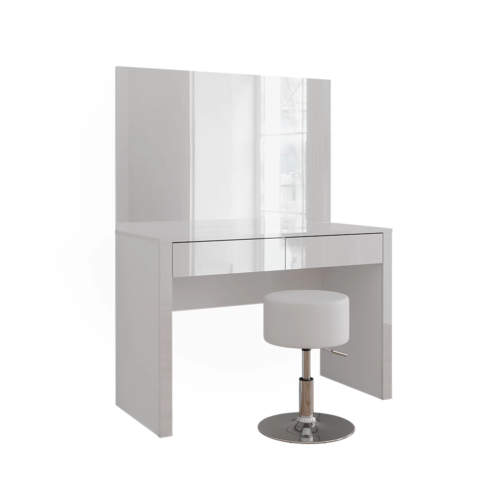 Vicco Schminktisch "Annabelle", Weiß Hochglanz/Weiß, 110 cm mit Spiegel und Hocker