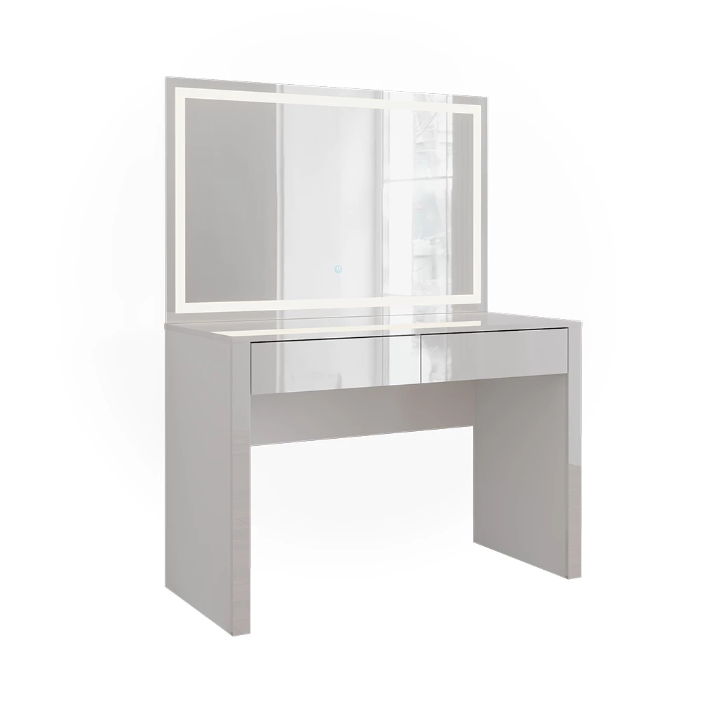 Vicco Kaptafel "Annabelle", Wit hoogglans/wit, 110 cm met LED-spiegel