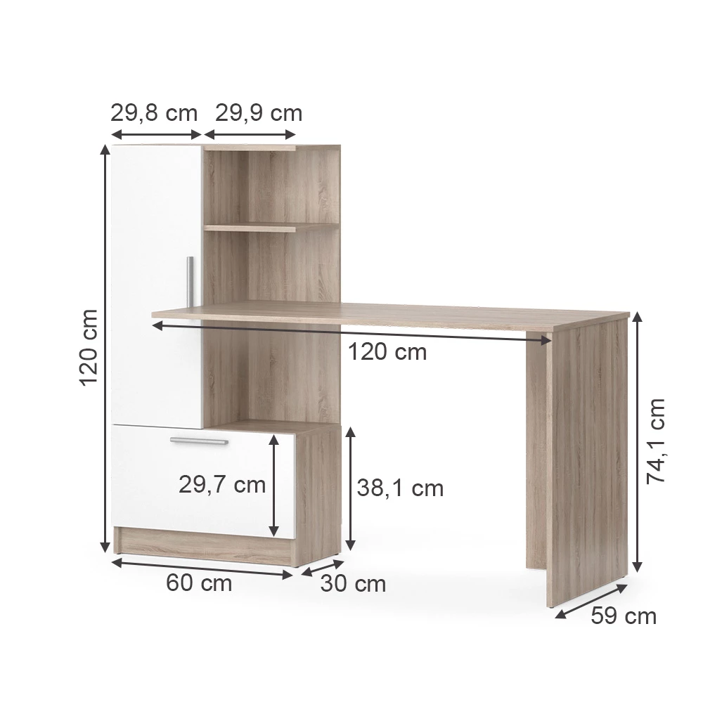 Vicco Schreibtisch Bijela Sonoma 150 x 59.3 +, Tomy