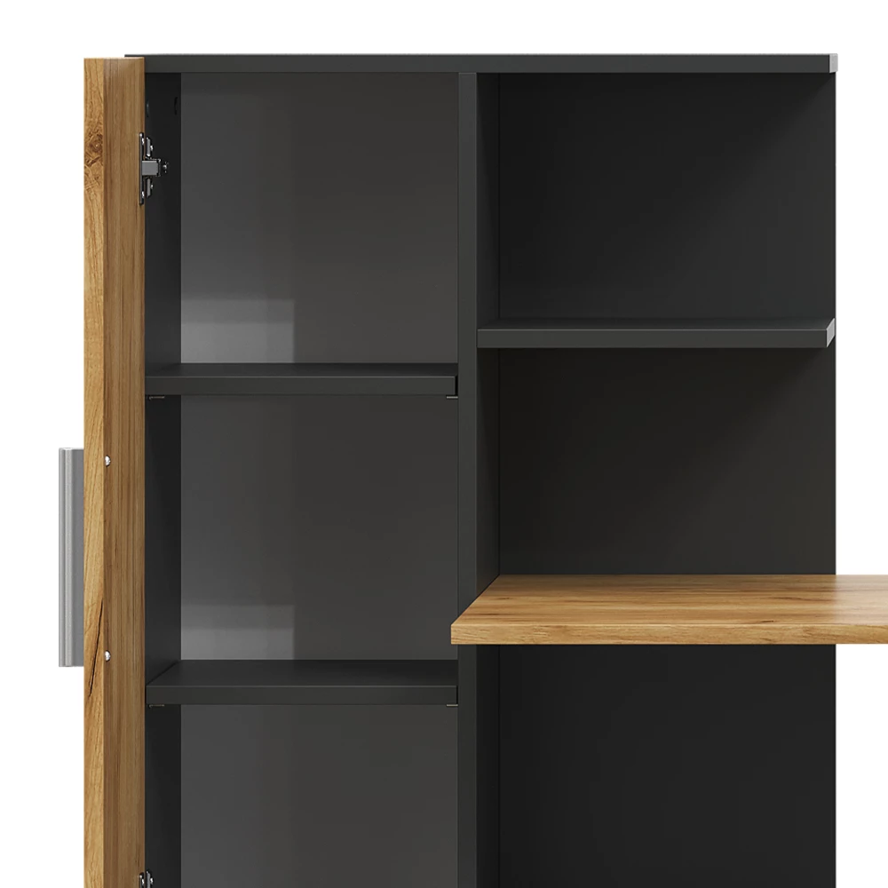 Prikaz izbliza Schreibtisch u boji Anthrazit/Goldkraft Eiche, prikazuje dizajn i površinske detalje