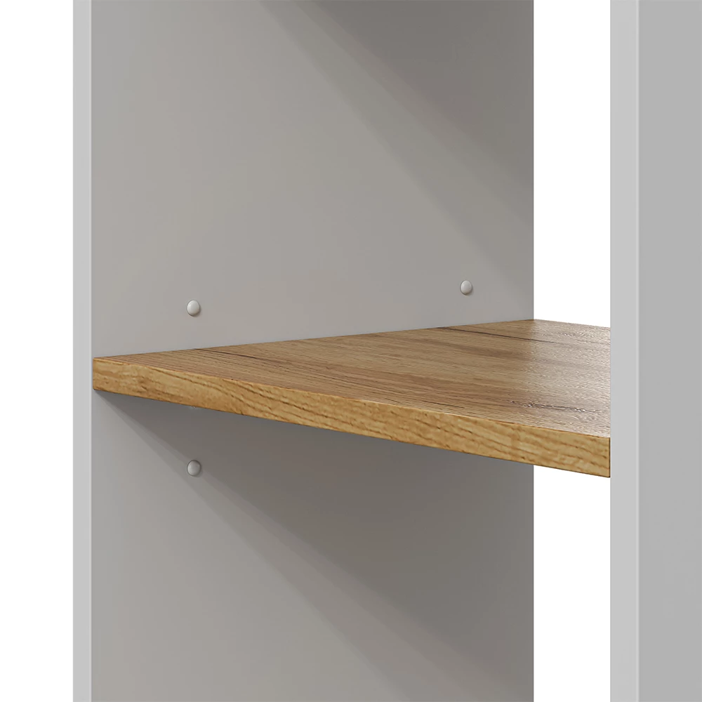 Close-up van PC-kast in Eik wit/goud, met ontwerp- en oppervlakte-details