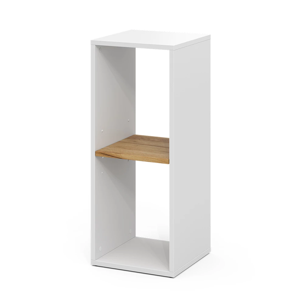 ViccoRaft pentru cărți"Tomy",Stejar alb/golden ,30x74 cm cu 2 compartimente deschise