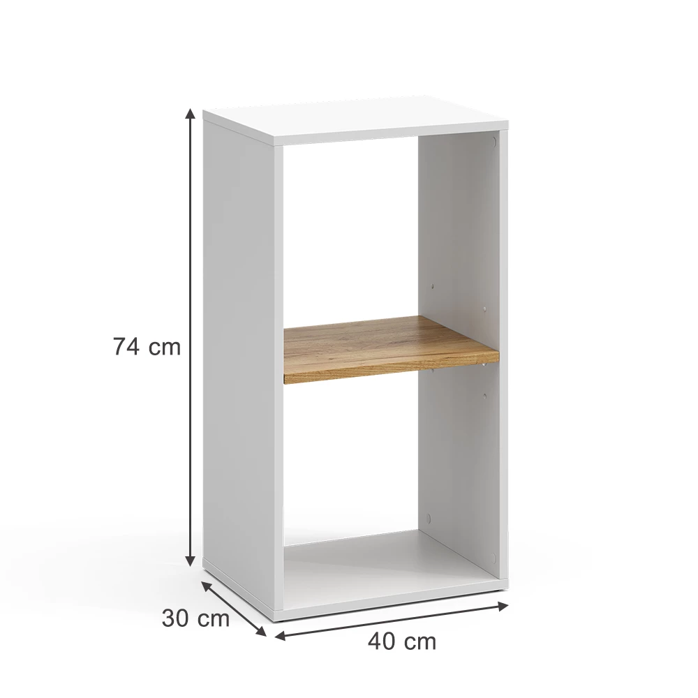 Vicco Estantería "Tomy", Roble blanco/dorado, 40 x 74 cm con 2 compartimentos abiertos