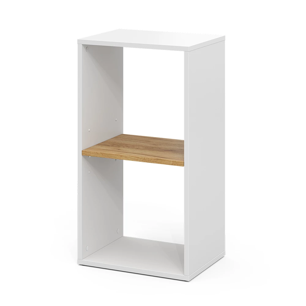Vicco Estantería "Tomy", Roble blanco/dorado, 40 x 74 cm con 2 compartimentos abiertos