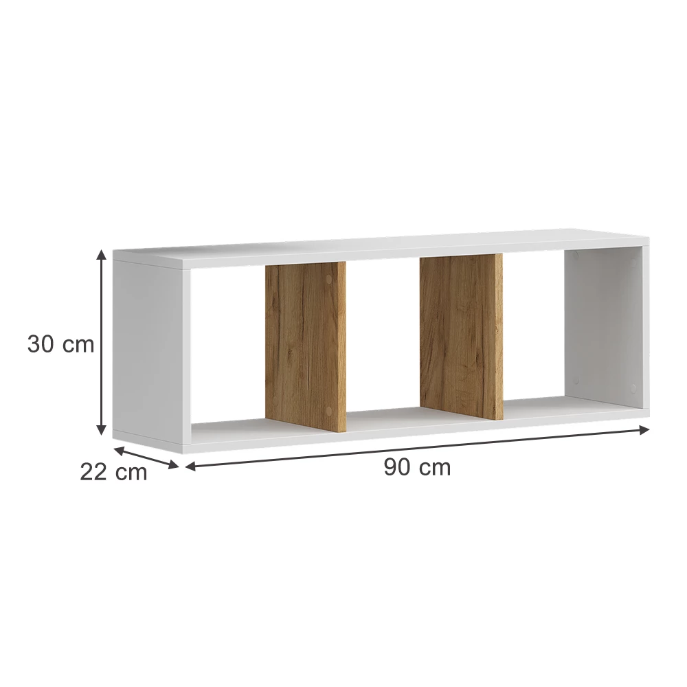 ViccoWandregal"Tomy",Weiß/Goldkraft Eiche ,90x30 cm 2er Set