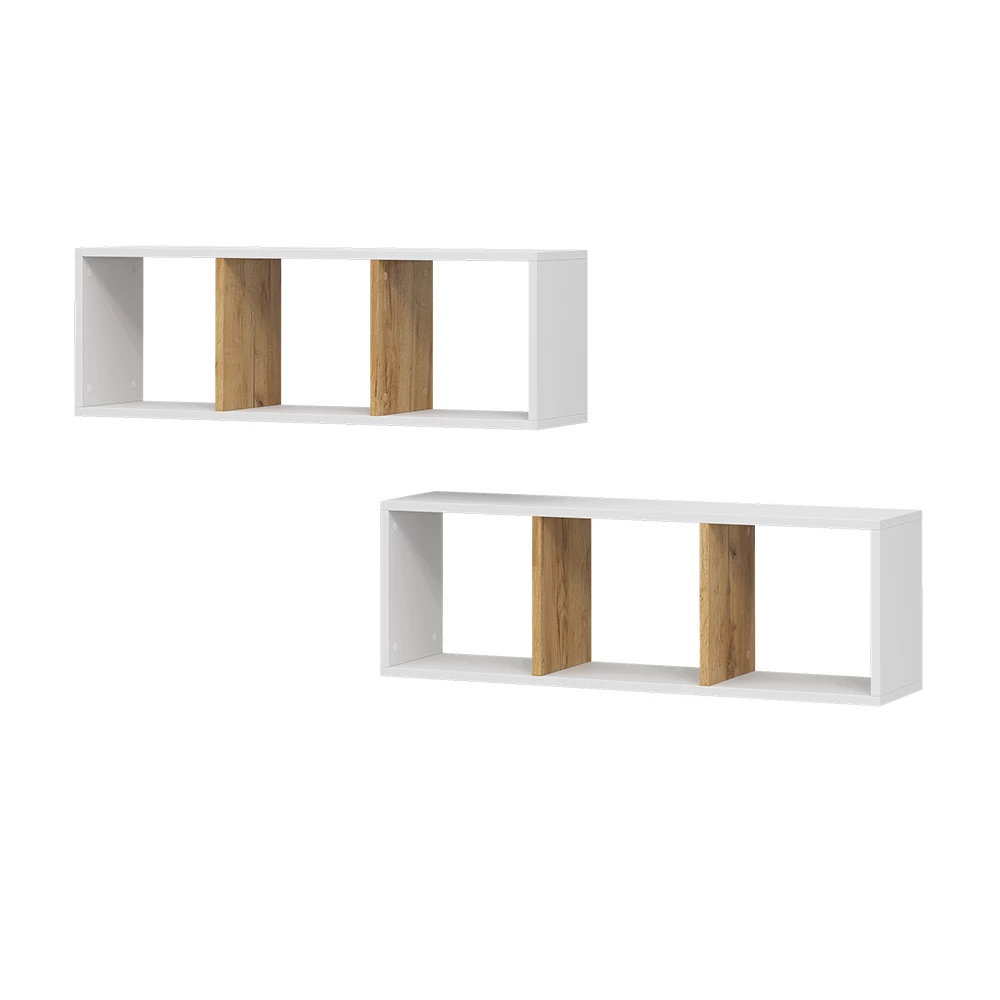 ViccoWandregal"Tomy",Weiß/Goldkraft Eiche ,90x30 cm 2er Set