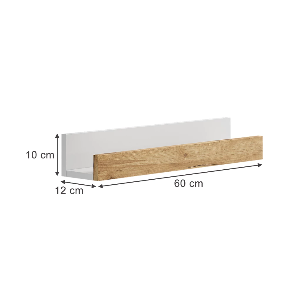 ViccoWandregal"Tomy",Weiß/Goldkraft Eiche ,60x10 cm 2er Set