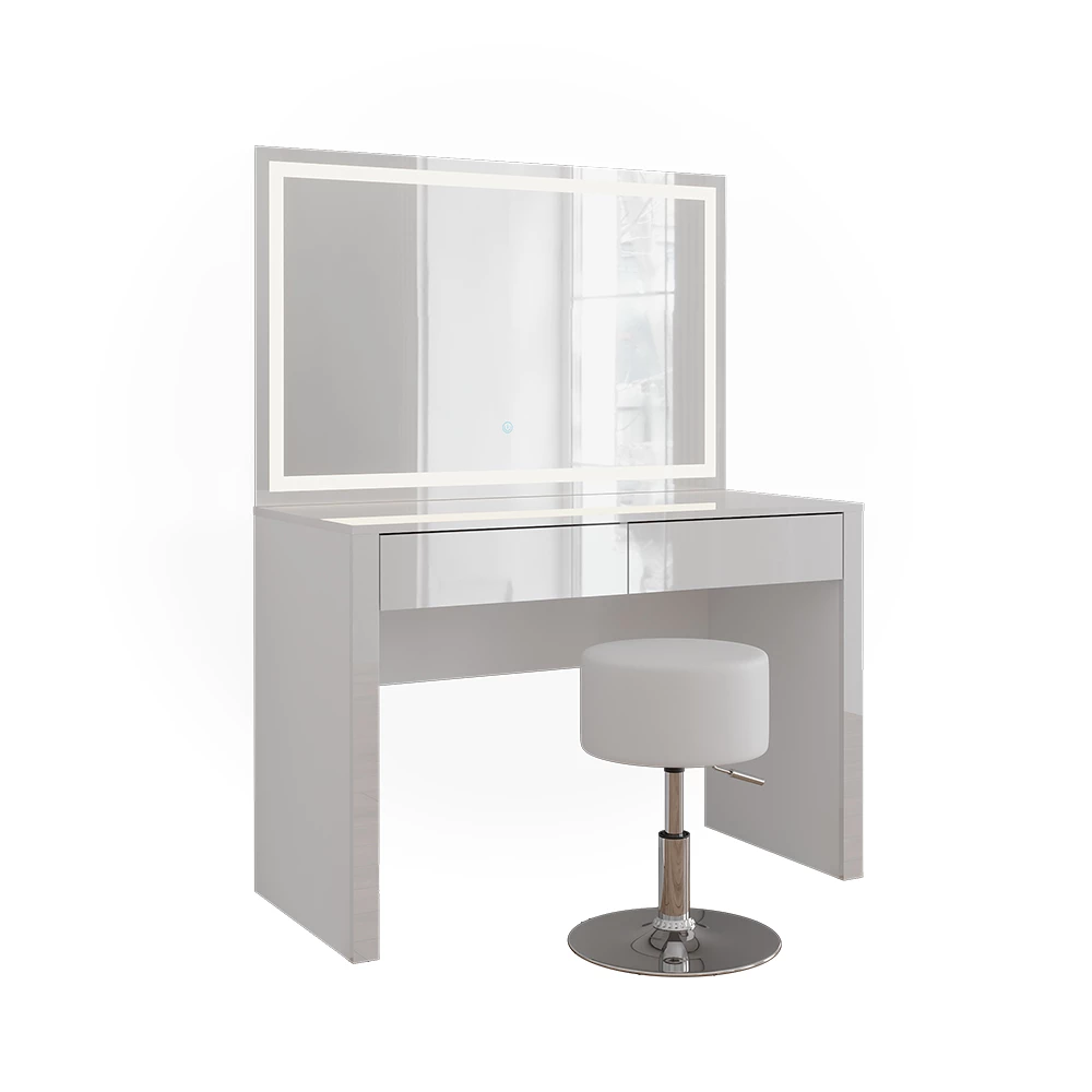 Vicco Coiffeuse "Annabelle", blanc brillant/blanc, 110cm avec miroir LED et tabouret