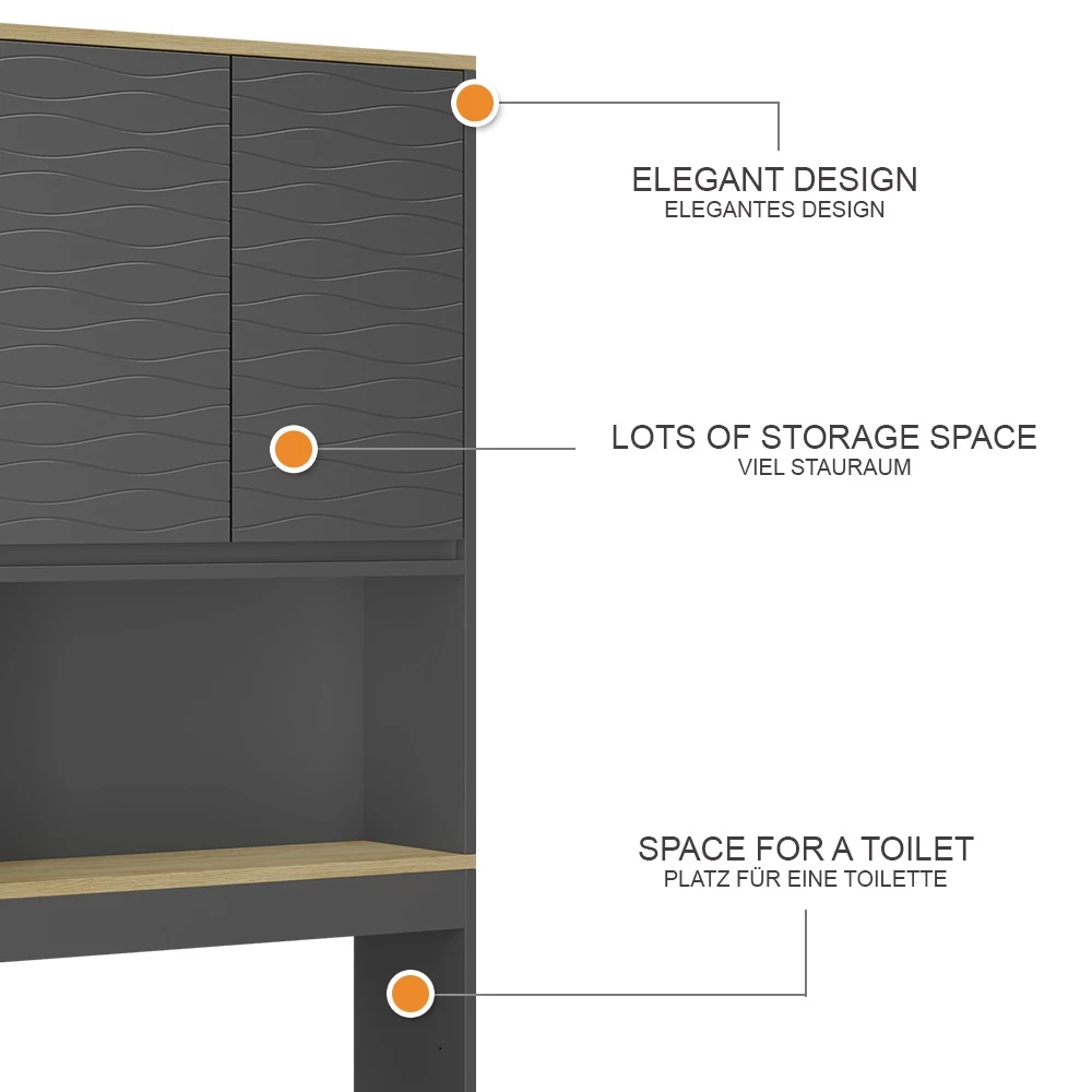 Vicco Toiletskab "Livia", Antracit, 60 x 163 cm
