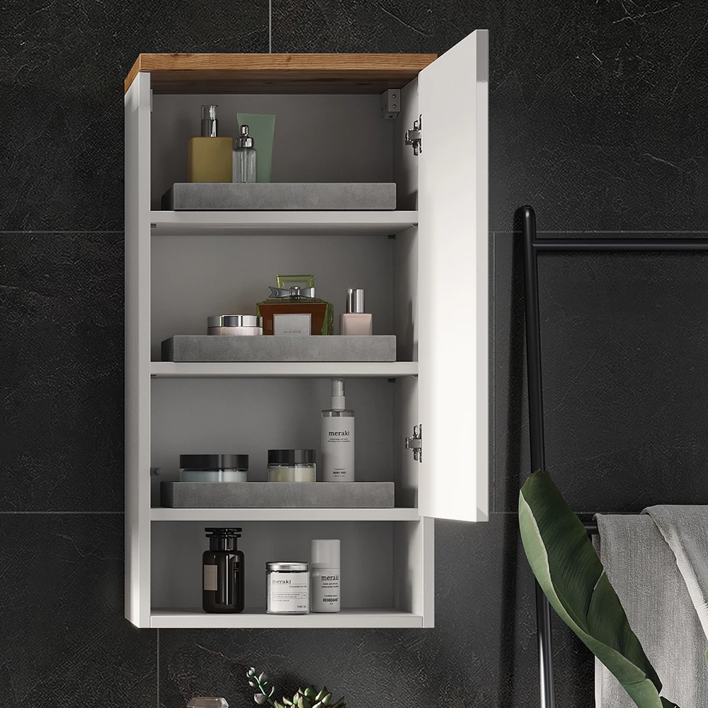 Vicco Badschrank Weiß 40 x 77.5 cm mit 4 Fächer, Eden