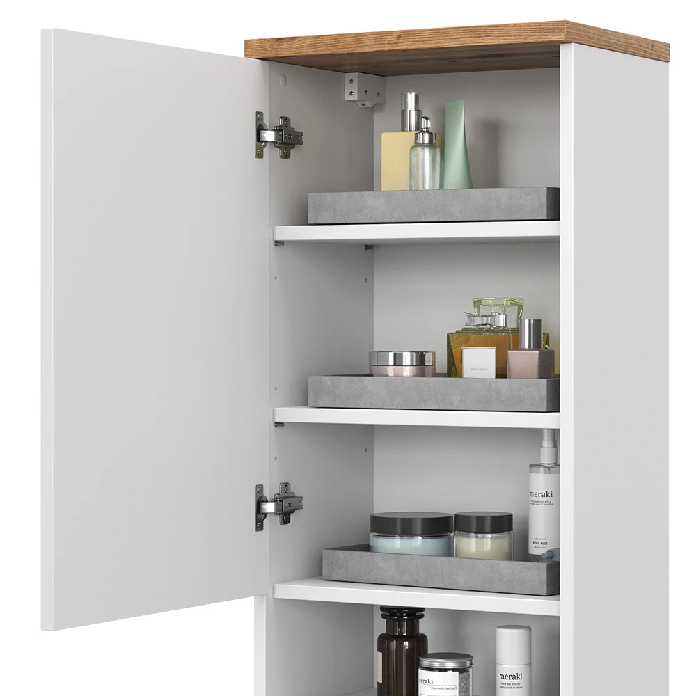 Vicco Badschrank Weiß 40 x 77.5 cm mit 4 Fächer, Eden