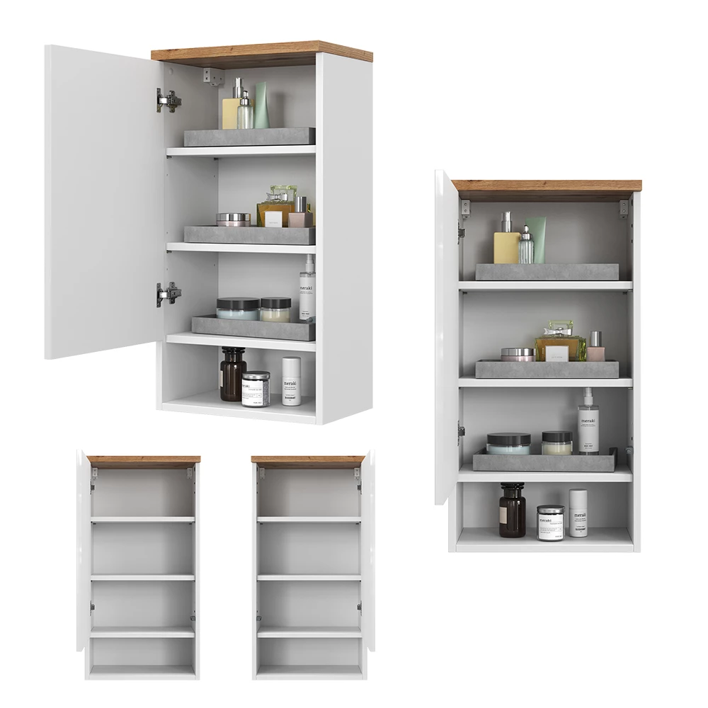 Vicco Badschrank Weiß 40 x 77.5 cm mit 4 Fächer, Eden
