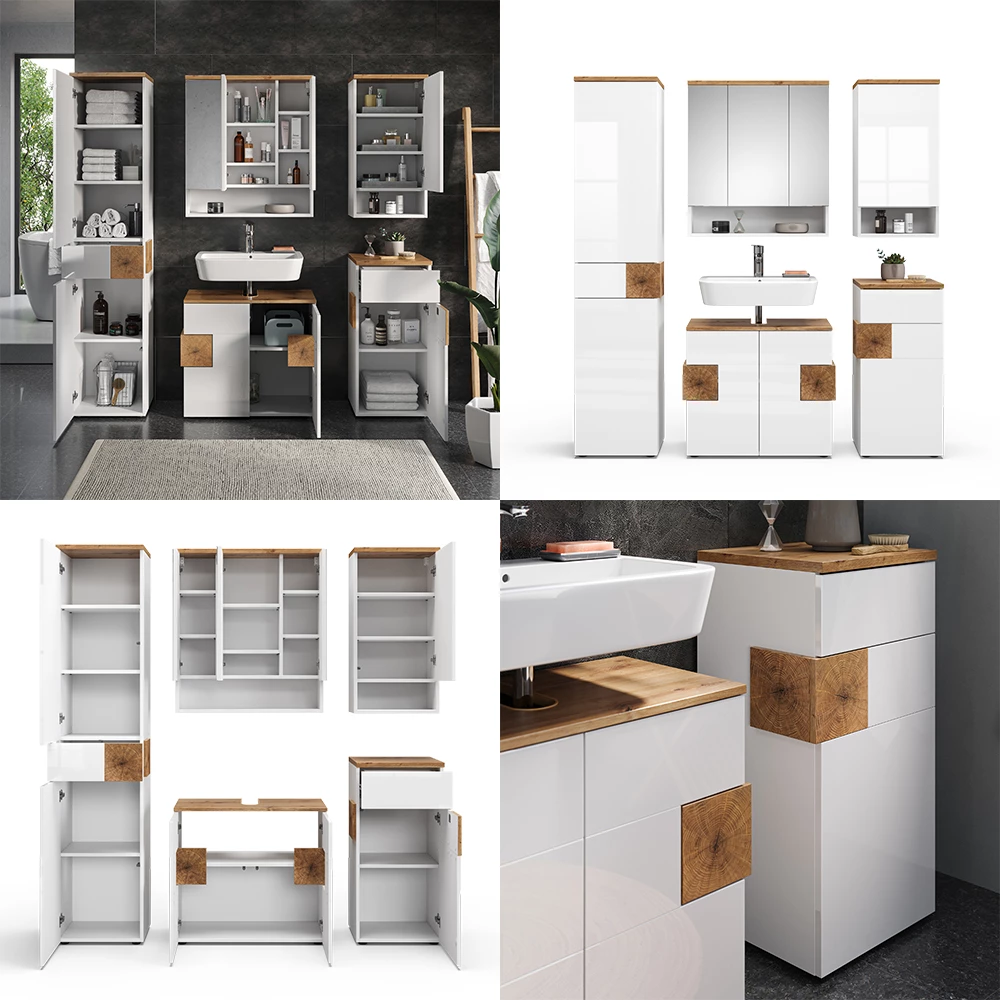 Vicco Badmöbel-Set Weiß 5 Teile, Eden