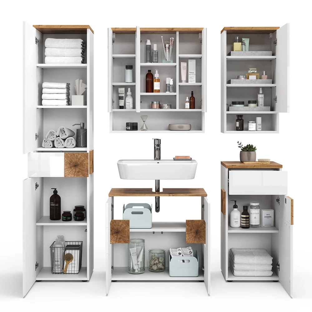 Vicco Badmöbel-Set Weiß 5 Teile, Eden