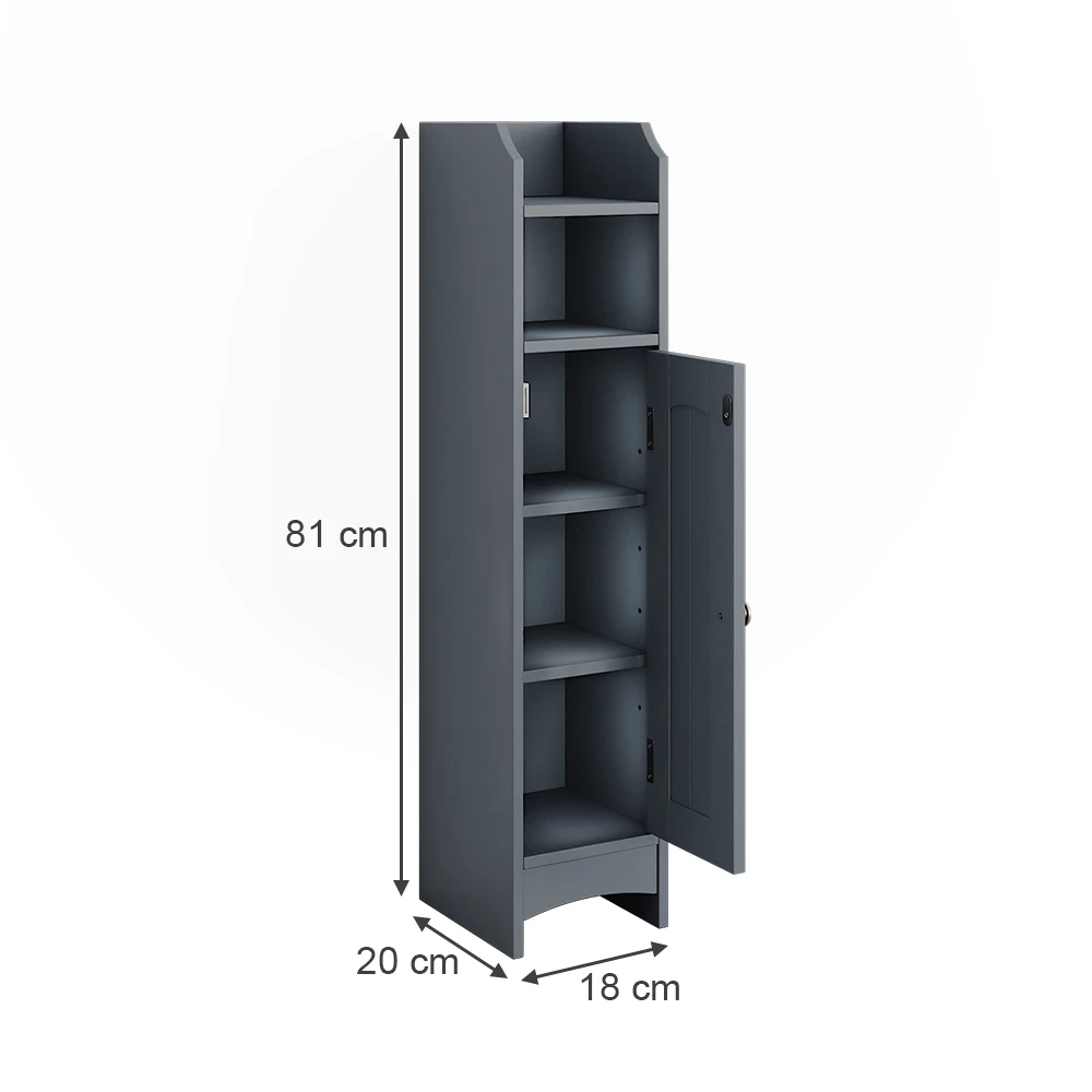 Vicco mobiletto bagno "Bianco", Grigio, 18 x 81 cm con 5 scomparti