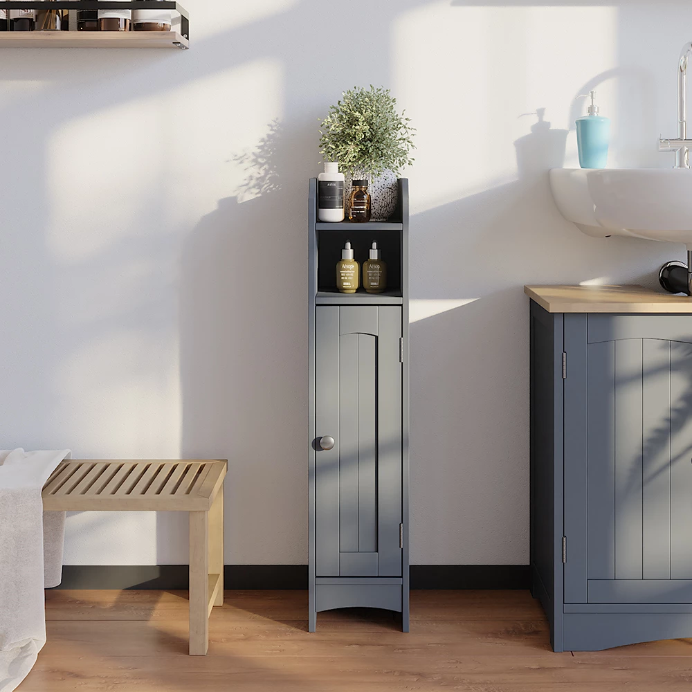 Vicco mobiletto bagno "Bianco", Grigio, 18 x 81 cm con 5 scomparti