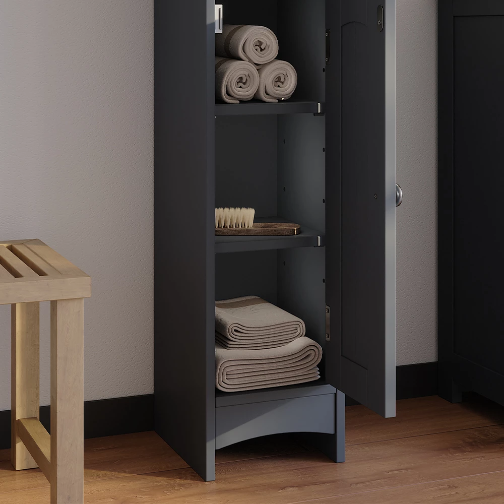 Vicco mobiletto bagno "Bianco", Grigio, 18 x 81 cm con 5 scomparti