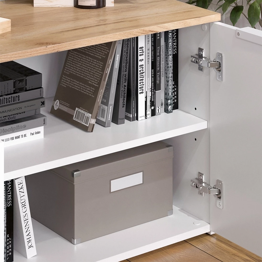 livinity® Wohnwand Weiß/Sonoma 5 Teile, Wido