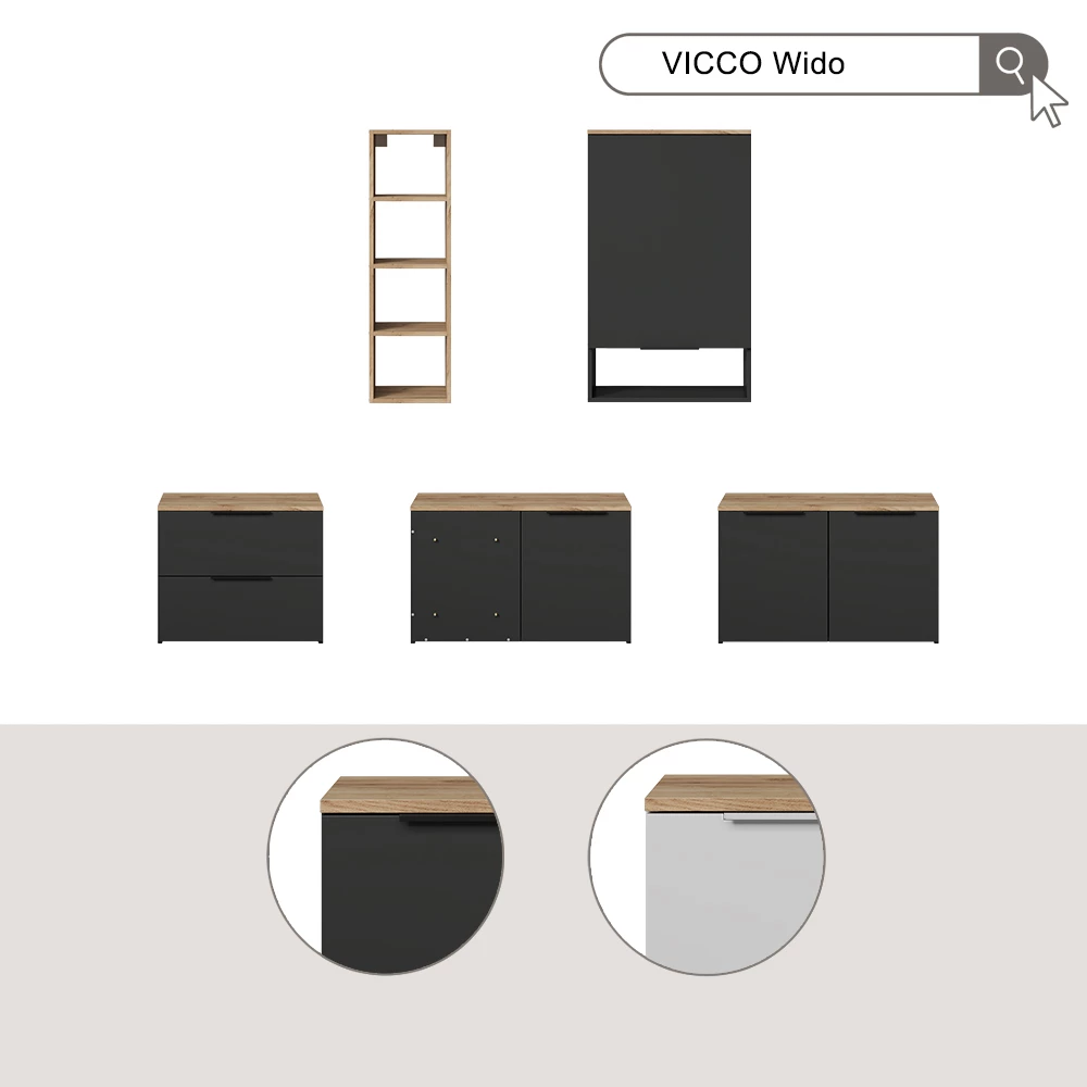 livinity® Wohnwand Weiß/Sonoma 5 Teile, Wido