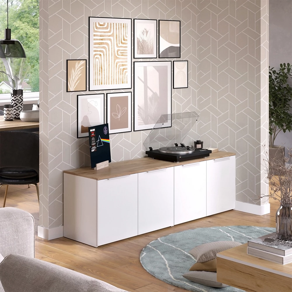 livinity® Wohnwand Weiß/Sonoma 2 Teile, Wido