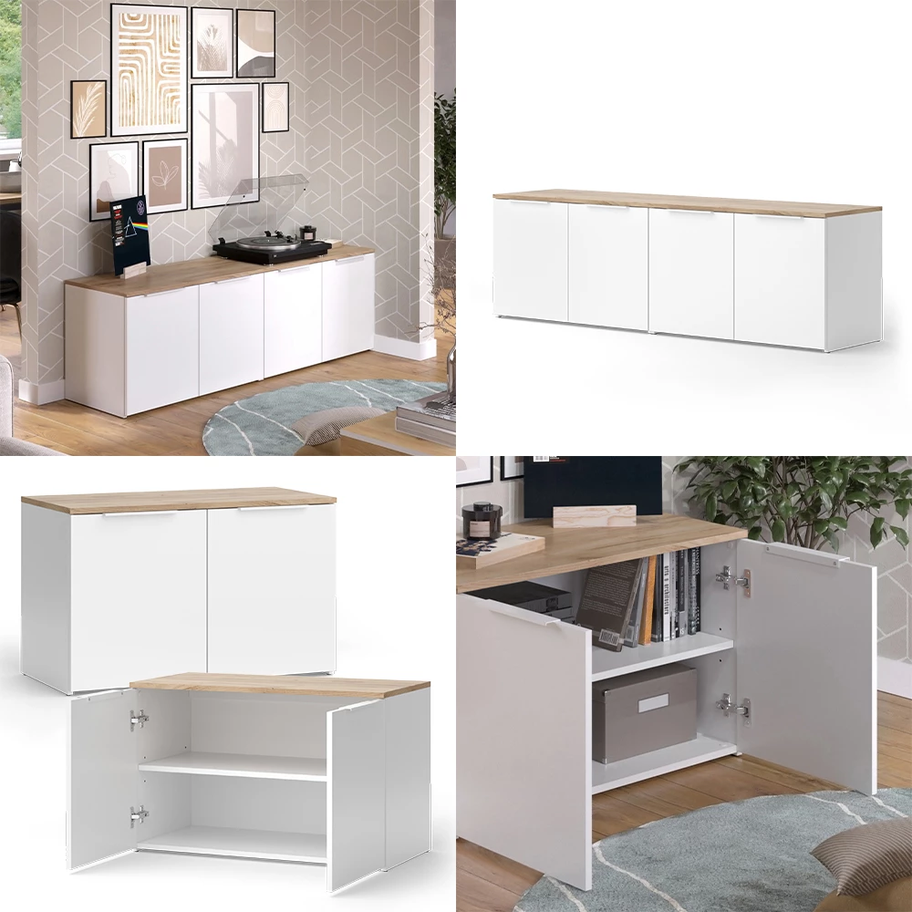 livinity® Wohnwand Weiß/Sonoma 2 Teile, Wido