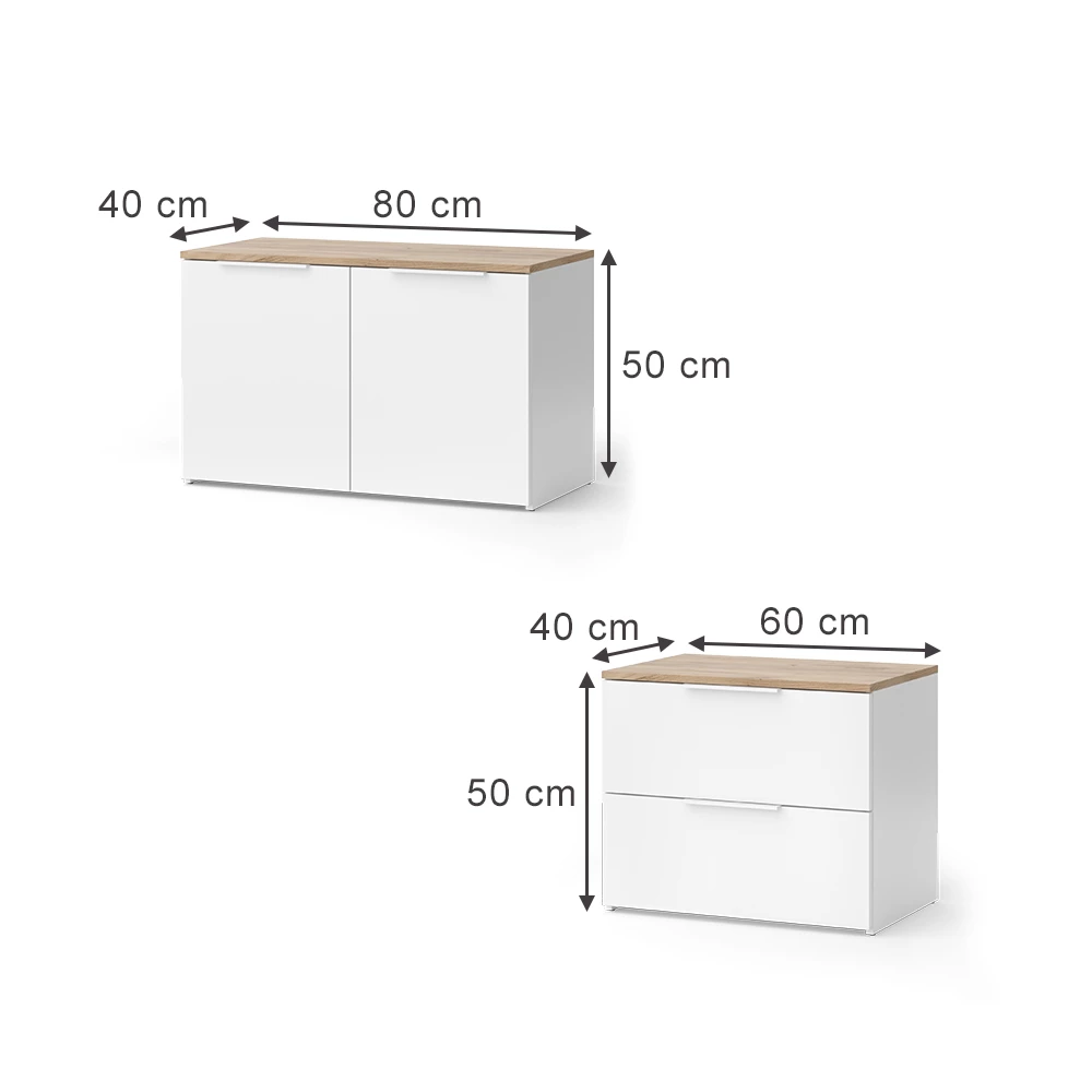 livinity® Wohnwand Weiß/Sonoma 3 Teile, Wido