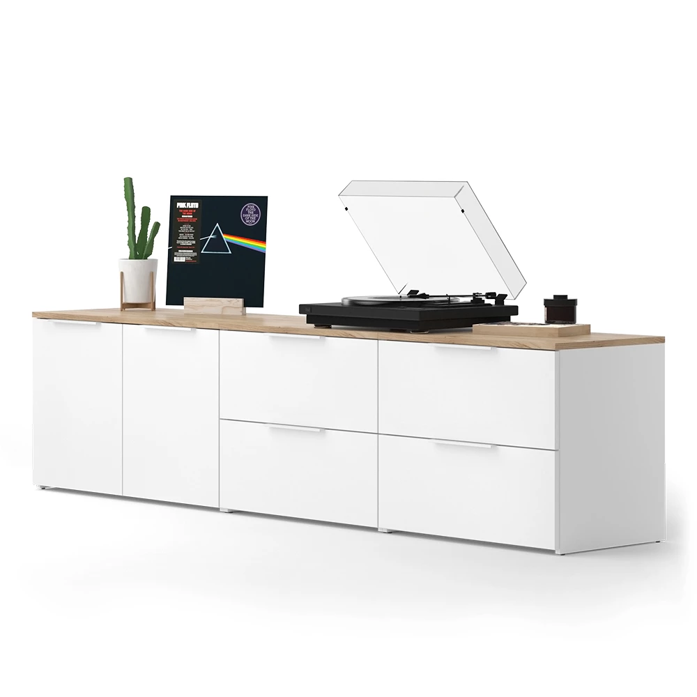 livinity® Wohnwand Weiß/Sonoma 3 Teile, Wido