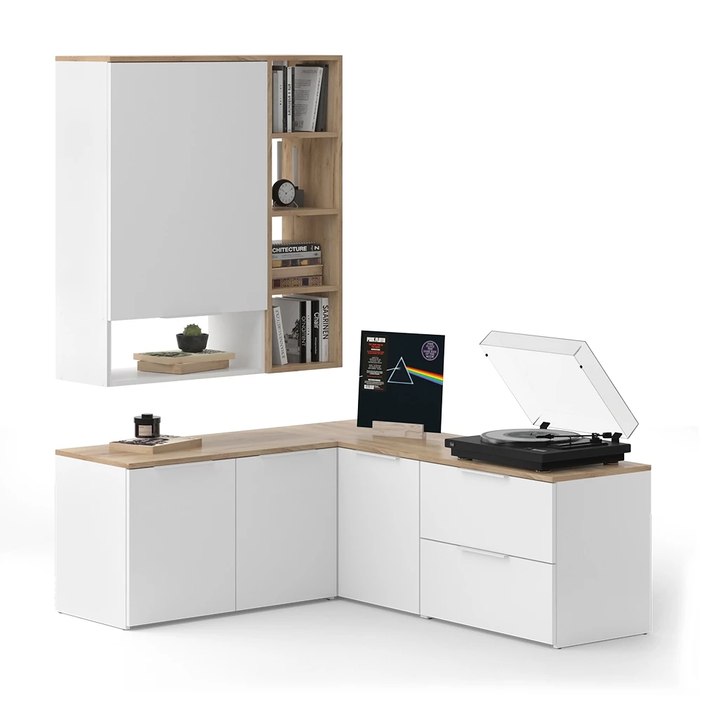 livinity® Wohnwand Weiß/Sonoma 5 Teile, Wido