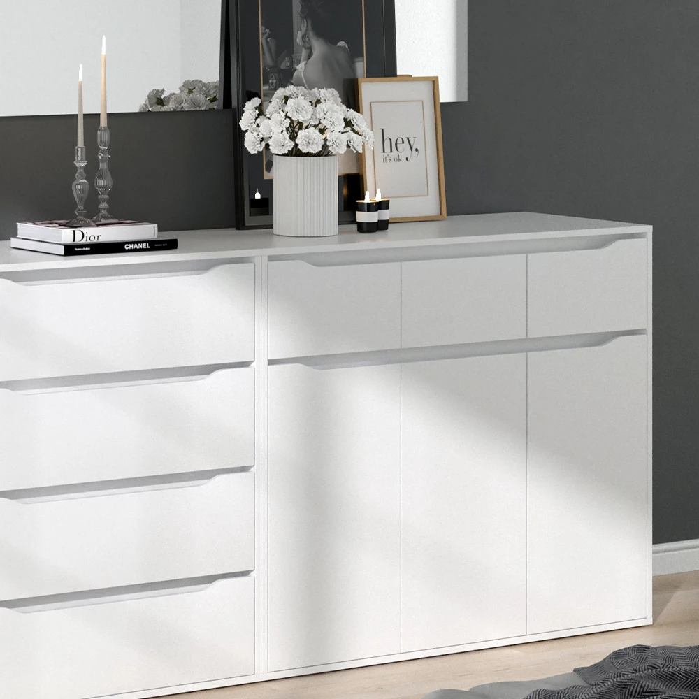Vicco Sideboard White 120 x 101.6 cm with drawers, Ruben