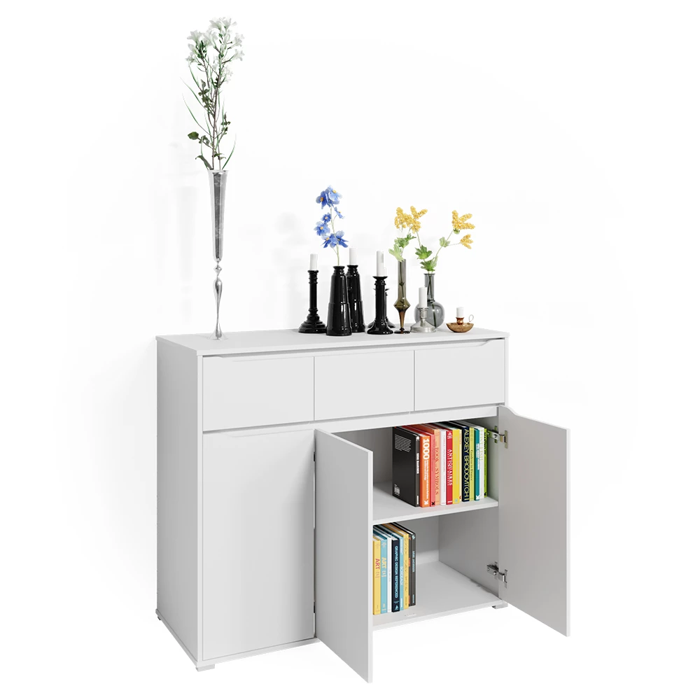 Vicco Sideboard White 120 x 101.6 cm with drawers, Ruben